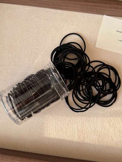 100 pezzi Elastici per capelli neri minimalisti da donna, alta elasticità, eleganti, versatili, adatti per uso quotidiano, casual, feste, pendolarismo, vacanze, code di cavallo, chignon, lavaggio del viso, trucco, accessorio per l'abbigliamento