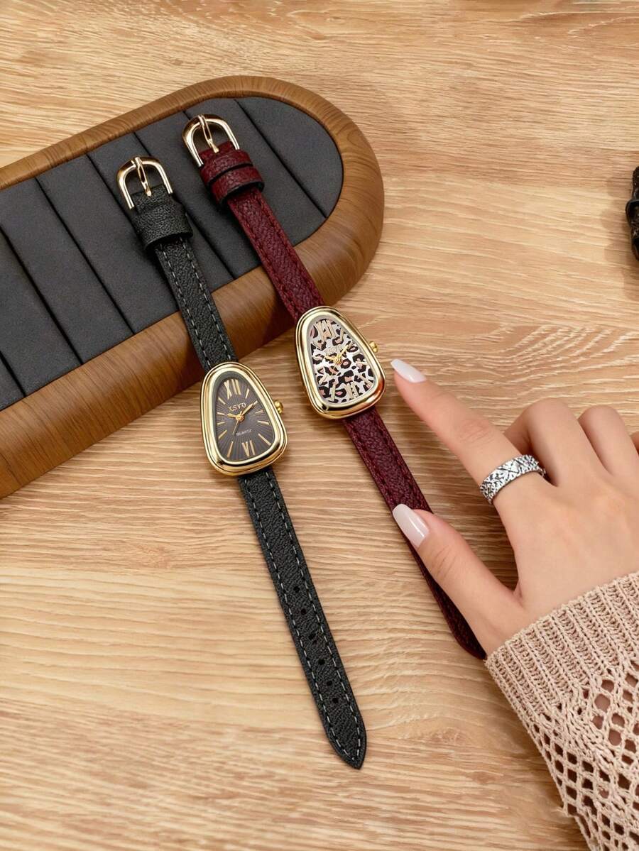 1pc Vintage Luxury Niche Women's Watch, Leopard Print Dial, Unique Fashion Minimalist Quartz Watch, Suitable For Daily Matching, Birthday, Women's Gift, Year-End Promotion, Singles' Day, Halloween Promotion, No Gift Box