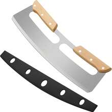 1pc Stainless Steel Pizza Cutter Rocker With Wooden Handle - Sharp, Durable Pizza Slicer With Protective Cover, Ideal Kitchen Tool For Home Chefs And Professionals, Pizza Accessory - Silver - View 8