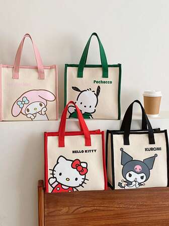 Sanrio Hello Kitty Segeltuch-Tragetaschen für Frauen mit großer Kapazität, 2025 süße Kawaii-Taschen für Damen zum Einkaufen, Reisen, Outdoor, Ostern, Muttertag, Geburtstag, Partyfavoren, Abschlussgeschenke