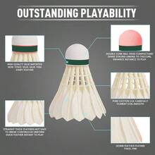 Badminton Shuttlecocks 12 - Pack All Round Real Fine With Great Durability Stability And Balance, Suitable Professional Training Or Family Leisure Sports - Duck Feather - View 5