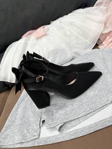 Stile principessa, nuovi tacchi basic in materiale morbido e confortevole, adatti per ragazze, ideali per feste ed eventi, per tutte le stagioni - nero - Visualizzare 7