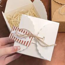 10pcs INS Style Solid White & Brown Kraft Paper Square Double-Insert Gift Boxes, Packaging Boxes, DIY Doll Gift Boxes, Candy Boxes With Hemp Rope, Suitable For Weddings, Bridal Showers, Birthdays, Christmas, New Year And Party Gift Wrapping - Multicolor - View 6