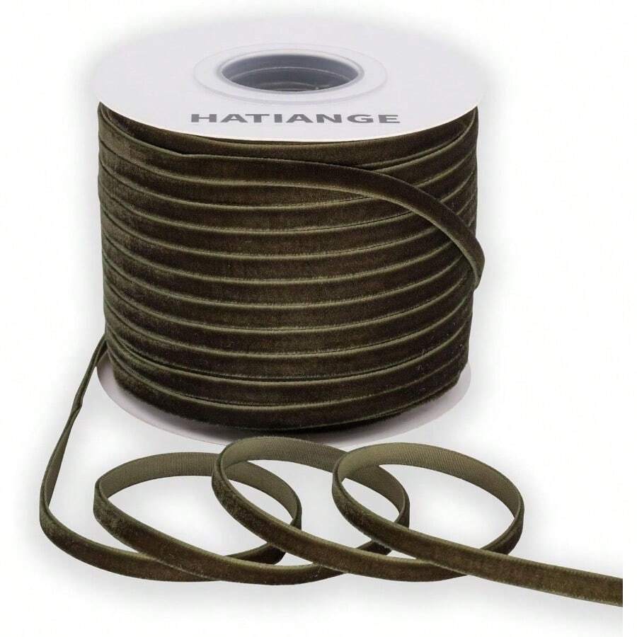 HATIANGE Gold Velvet Ribbon Single Face 1/4 Inch X 50 Yards For Gift Wrapping Hair Bows Choker Wedding Decorations