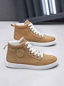 男士时尚休闲运动帆布运动鞋，透气中帮运动鞋 - 黃色 - 查看 5