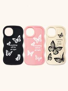 Luxury Butterfly Fashion Phone Cases Butterfly Print Matte Wave Edge 3pcs Creative Soft Case Compatible With IPhone & Galaxy Phones Spring Gift Birthday - Multicolor - View 22