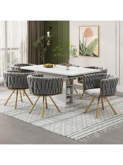 Dressing Chair, Piece, Luxe Swivel Bedroom Leisure Four Metal Support Legs, Roze view 7