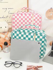 1 buah Sampul Buku Bermotif Kotak-kotak, Sampul Alkitab Besar Berlapis, Pelindung Buku Catatan Elastis, Sampul Alkitab dengan Kantong Resleting dan Pegangan, Tas Pembawa Buku, Hadiah Ideal untuk Wanita, Pria, Gadis, untuk Belajar, Gereja, Hadiah Kristen - MultiWarna - View 3