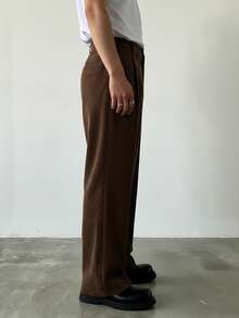 Cool & Elegant Men's Wide Leg Pants, American Vintage Loose Drape Trousers, Summer - màu nâu - Xem 3