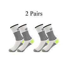 زوجان من جوارب الدراجات، جوارب متوسطة الطول متينة للرياضات الخارجية للرجال والنساء، خريف/شتاء