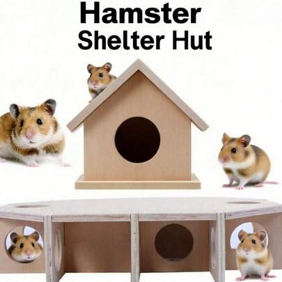 Casa refugio de hámster de madera, diseño de múltiples habitaciones tipo laberinto, apta para hámsteres y otras mascotas pequeñas, material de madera natural y resistente al masticado, satisface las necesidades de excavación de los hámsteres, ideal para decorar el hábitat del hámster