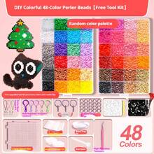 24/48/72 Colors Perler Beads 2.6mm Bead Craft Kit, Includes 1 Pegboard, Ironing Paper, Keychain, Tray, Tweezers, Suitable For DIY Jewelry, Pixel Art, Handicraft Decoration And Creative Projects, Christmas Gift