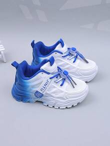 Kids' Summer Sports Sneakers, Girls' Breathable Mesh Casual Chunky Sneakers, Comfortable Running Shoes For School, Middle & Big Children - Blue and White - View 7