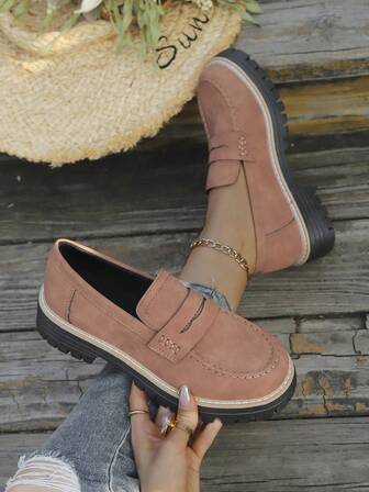 Mocasines con suela gruesa para mujer talla grande, zapatos Oxford negros 2025 de estilo británico, zapatos planos cómodos para el trabajo con suela suave