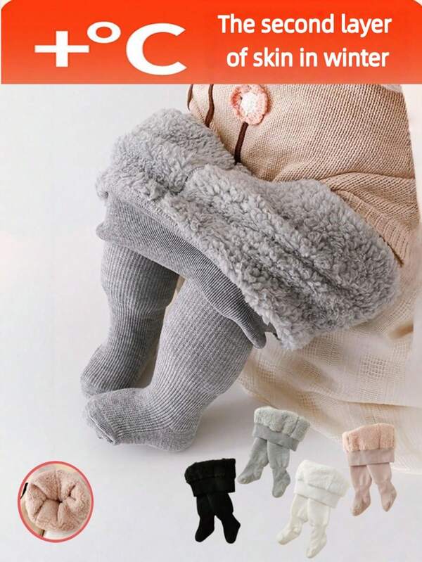 1 pièce Collant d'hiver matelassé chaud et résistant au froid, couleur unie, 4 couleurs au choix (noir/blanc/gris/rose), convient aux garçons et aux filles de 0 à 3 ans. Deuxième peau du bébé en hiver, garde le bébé au chaud tout l'hiver. Convient pour un usage quotidien ou en cadeau.