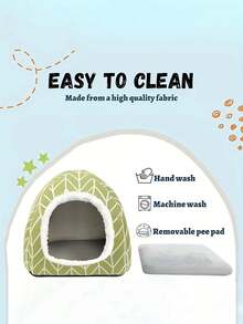 1pc Comfortable Polyester Guinea Pig Hideaway Bed - Small Pet Cave, Suitable For Rabbits, Hedgehogs, Ferrets, And Small Animals - Indoor Rabbit Hutch Accessory - Green - View 4