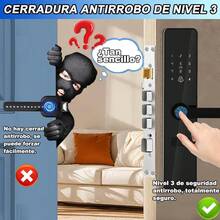 MYAILOCK Cerradura Inteligente Bluetooth, 6 Métodos de Apertura, Huella Dactilar/TuYa App Bluetooth/Tarjeta IC, Grosor 30-80MM, Apta para Puertas de Madera - Versión antirrobo - Ver 9