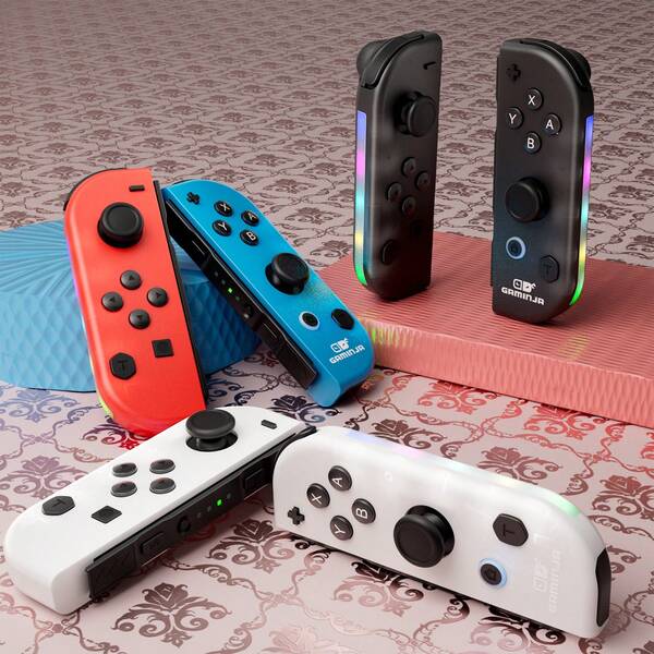 GAMINJA GAMINJA NS058 Wireless Controller For Nintendo Switch, Left And Right Grip With RGB Lights, For Switch Gaming Console L/R Gamepad, With Wake Screen Capture Function, Portable Joycon