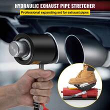 Expansor de tubo de escape hidráulico, tamaño de 1-5/8" a 4-1/4", bomba de pedal de 10 T incluida con 4 troqueles, 2 cajas de almacenamiento para tubos de aluminio de cobre en reparación de automóviles - Pedalear de 1-5/8" a 4-1/4" - Ver 2