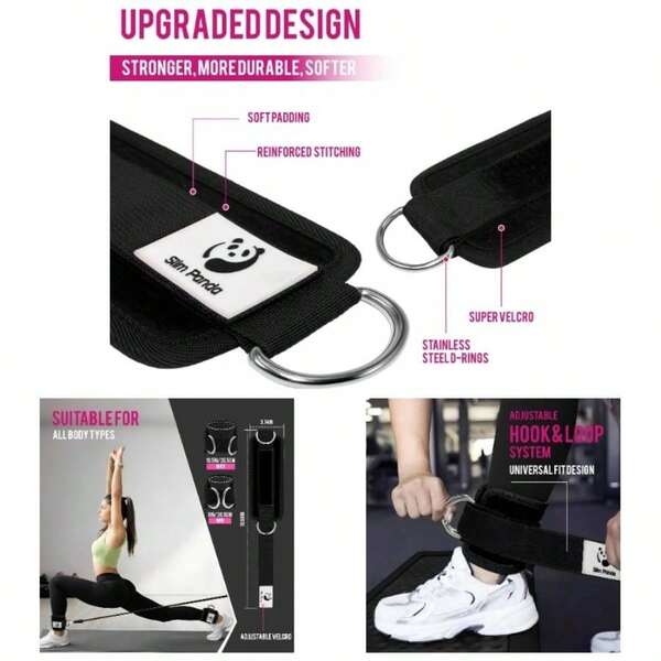 Ankle Strap, Ankle Cuff Kickbacks, Booty Hip Abductors, Glute Workouts, Leg Extensions, Curls Men And Women, Adjustable With Double D - Rings