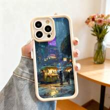 Cubierta de teléfono con diseño de ciencia ficción urbana color negro con estética neón y puesto de comida callejera futurista para uso diario y estilo moderno - Café integral - Ver 4