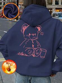 1pc Tween Girl Casual Printed Sweatshirt, Autumn/Winter, Student Style - Vibrant Colors, Showcasing Each Child's Unique Style - Navy Blue - View 2