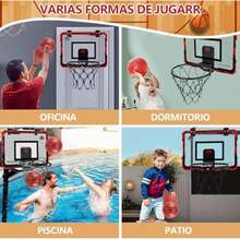 Canasta de Basquetbol para Niños Plegable, Tablero de Basketball con Contador Electrónico De Puntaje, Aro, 3 Mini Balón, para Puerta y Pared Juegos Exteriores para Niños Profesional(default) - Tipo 1 - Ver 6