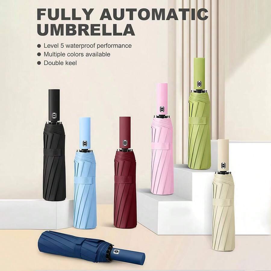 [Quick Local Shipping In The United States]Automatic Folding Umbrella For Women & Men - Premium Windproof & Sun Protection Compact Travel Umbrella | Luxury Business Design With 24 Strong Ribs | Pink Umbrella (Sombrilla) For Heavy Rain & UV Shield, Perfect Portable Style Suitable For Shopping, Travel With,Purses And Bags Women Black Purse Bags For Women Beach Bag Halloween Tote Bags For Women Travel Essentials Clear Bag Bolsos Para Mujer Clear Purse Handbags For Women School Bag Crossbody Bags For Women New Fall Fashion Women Totes Bags For Women Carteras Para Mujer Purses For Women Brown Purse Backpack Work Bag Lunch Bag For Women Back To School - Màu Đỏ Sâu - Xem 1