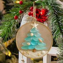 Coastal Style Tree Ornament With Sea Glass And Shells - Modern Nautical Hanging Ornament, Durable Plastic And Beach Theme Decoration, Suitable Home,, - No Electricity Required, Holiday Ocean Enthusiasts, Housewarming Decoration - C - 查看 9