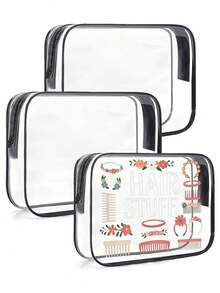 PVC材质发饰及洗漱包，PVC旅行收纳包，拉链封口 - 轻便、不易褪色的女士/女孩化妆洗漱包，便携式化妆箱，易于擦拭清洁，科技感十足的收纳包 | 现代美学 | 不易褪色材质，旅行必备，度假/夏季/返校/学习用品包，学校洗漱包，防水旅行洗漱包 - 彩色 - 查看 4