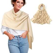 Bufanda para Mujeres, Bufandas de Modal Suave de Invierno Cortaviento y Cálido de Cuello e Otoño Ligereza Elegante, Algodón de bufanda Para Fiestas, Cenas, Compras, Citas, Ropa de Diario(Beige) - Tipo 2 - Ver 2