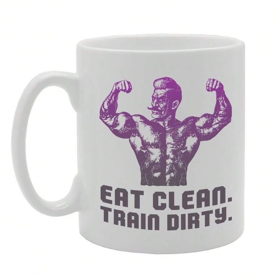 Coralgraph Eat Clean Train Dirty Printed Tea Coffee Ceramic - Funny Printed Coffee Mug - Great Gift Idea MG3474 - 白色 - 查看 1