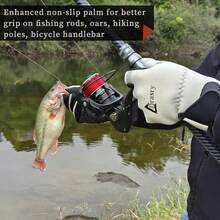 Drasry Guantes de pesca de neopreno Pantalla táctil 3 dedos cortados Cálido Clima frío Impermeable Adecuado para hombres y mujeres Pesca en hielo Pesca con mosca Fotografía Motocicleta Correr Tiro Senderismo - Patrón de piedra - Ver 7