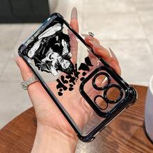 Funda de teléfono creativa de hombre de cabello largo negro sentado con las piernas cruzadas comiendo, estilo de anime, adecuada para OPPO Realme 15 14 13 12 11 Pro Plus C75 C55 C53 C35 C33 4G 5G, marco electrochapado, cubierta trasera transparente anti-caída, estilo de , funda para smartphone, funda de uso diario, diseño de anime, estética de , borde electrochapado, material a prueba de golpes, accesorios de teléfono de moda, funda de teléfono de moda, entusiastas de los dibujos animados, fans de anime. - Mezcla de colores - Ver 6