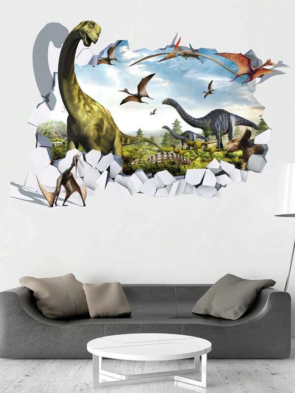 1pc Wall Decal, 3D Dinosaur World Wall Sticker, Removable Decorative Sticker For Room, Home Decor Wall Stickers Room Decor Wall Decor Bedroom Decor Kitchen Decor