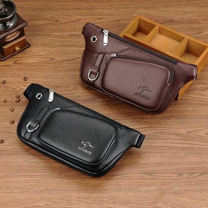 1pc Vintage PU Leather Multifunctional Chest Bag/Waist Bag For Men, Black & Brown, Crossbody Bag With Multiple Pockets, Suitable For Outdoor Activities, Shopping, Sports, Commuting, Cycling, Christmas, Valentine's Day, New Year Gift For Husband, Father