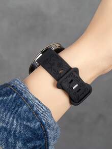 1条18mm/20mm/22mm硅胶表带，兼容三星Galaxy Watch 3/4/5/6 40mm 44mm经典款、43mm 47mm款，兼容华为GT6 GT5 GT4 GT 3/2 46mm款，男女通用 - 黑色 - 查看 2