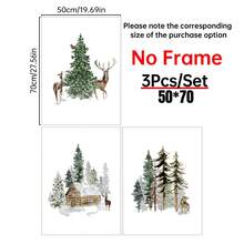 3 pièces Impressions sur canevas de Noël, Forêt d'hiver, Art de cabane de renne, Décoration murale thème mode, Œuvre d'art de vacances pour la maison, Décoration de Noël, Art mural sur canevas, Affiches pour la chambre, Décoration de la maison, Décoration de chambre esthétique, Accessoires de décoration de chambre. Cadre en option, Décoration de chambre.