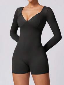 NcmRyu 1件装女士性感露背收腰提臀瑜伽健身连体裤