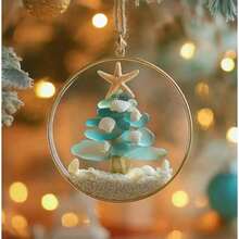 Coastal Style Tree Ornament With Sea Glass And Shells - Modern Nautical Hanging Ornament, Durable Plastic And Beach Theme Decoration, Suitable Home,, - No Electricity Required, Holiday Ocean Enthusiasts, Housewarming Decoration - C - 查看 6