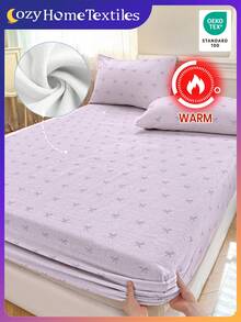 1 قطعة ملاءة مطبوعة من الفيلكرو البلوري، بنمط الفيونكة البنفسجية، مفرش سرير، واقي للمرتبة، غطاء سرير، ملاءة سرير، منسوجات منزلية دافئة، واقي مرتبة قابل للتنفس ومقاوم للتكتل، ناعم وصديق للبشرة، متوفر بألوان متعددة، ديكور منزلي، مفروشات ناعمة ومريحة لغرفة النوم