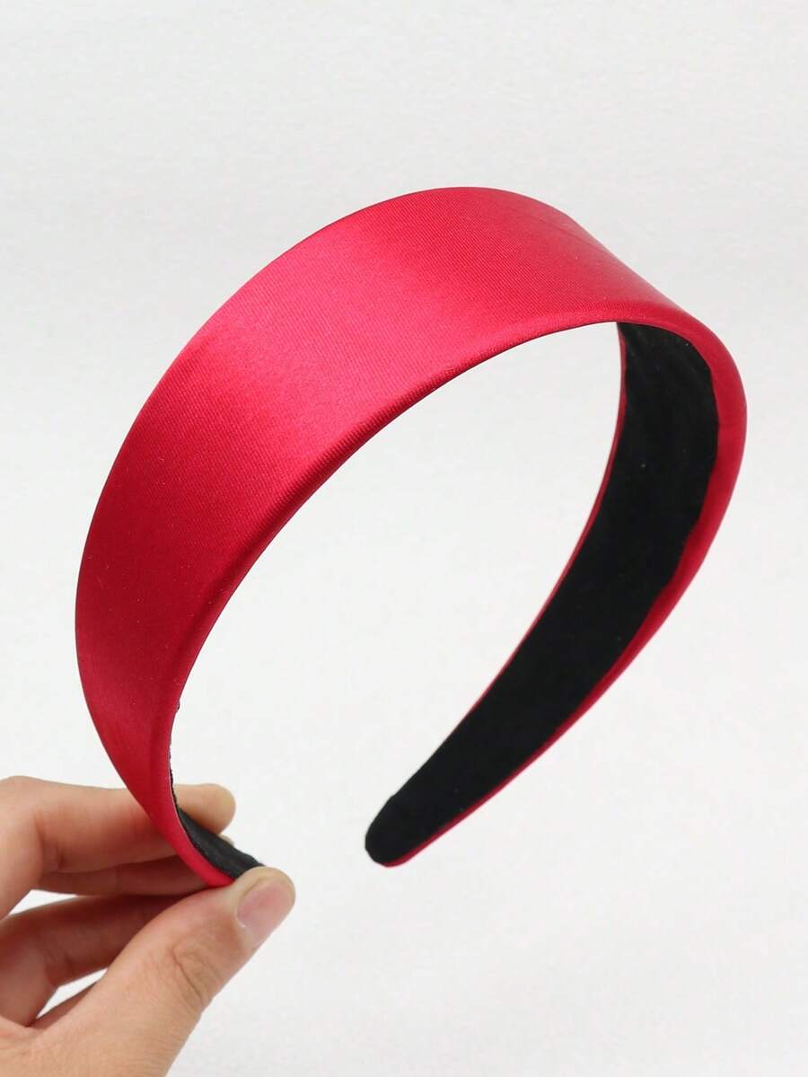 1pc Plain Red Wide Headband, Suitable For Daily Use, 4cm Width, Hair Hoop Hairband For Women, - Red - View 1
