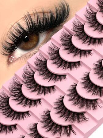 10 Pairs Strip Lashes Natural Dimensional Multi-Layer Fake Eyelashes Voluminous False Lashes Enlarge The Eyes Makeup Extensions Eyelashes