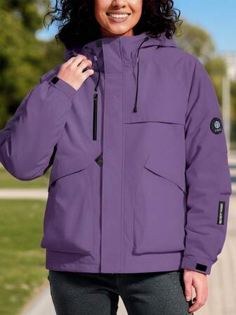 Vattentät huvjacka för kvinnor - Varm vindtät softshell cargojacka