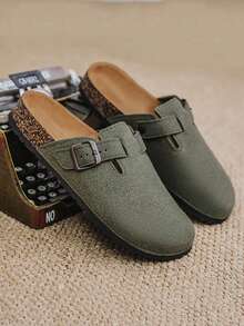 轻便户外男士凉鞋，舒适防滑男士拖鞋，软木鞋底耐穿男士木屐，高品质品牌男女鞋，户外厚头男士凉鞋（不对称图案） - 綠色 - 查看 5