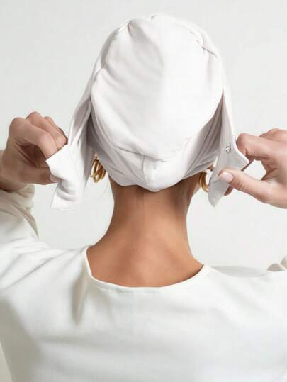 1pc Women's Classic 2-In-1 Turban Headscarf, Pleated Design, High-Stretch Jersey Fabric, Moisture-Wicking, Suitable For Muslim Daily Life And Gatherings For Dress