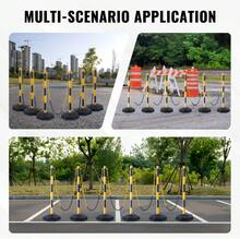 Conos de señalización de tráfico ajustables, paquete de 6, barrera de señalización  vial con base rellenable, cadena de 8 pies, para control de tráfico, advertencia, estacionamiento, construcción, carreteras, amarillo y negro - paquete de 6 - Ver 5