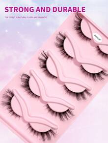 ENCHUW 5 Pairs Fake Eyelashes Cat Eye False Eyelashes With Clear Band Fluffy Soft Natural Look Eye Lashes False Eyelashes For Makeup - Black - View 5