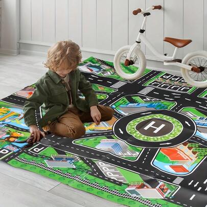 1pc City Traffic Game Mat - Garage Interactive Map, Educational Tool For Kids, Room Decor, Perfect Birthday, Halloween And Christmas Gift