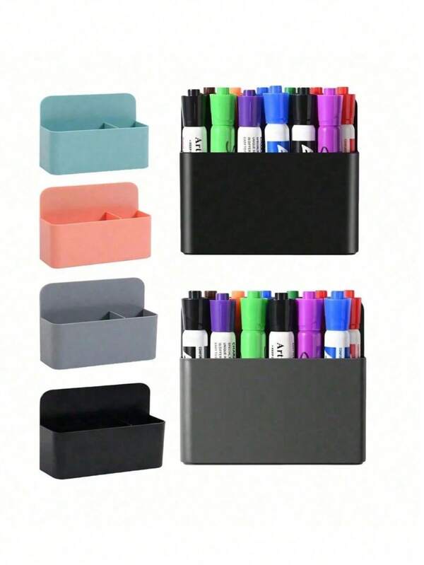 Suporte Magnético para Armazenamento de Canetas de Quadro Branco Apagável a Seco, Caixa de Armazenamento de Giz para Quadro, Dispositivo de Armazenamento para Armário, Adequado para Quadro Branco, Geladeira, Suporte para Controle Remoto, Escritório, Casa, Cozinha, Escola, Copo Magnético, Suporte Magnético para Canetas de Quadro Negro, Caixa de Lápis Magnética com Compartimentos Ajustáveis, Vários Tipos e Cores Disponíveis